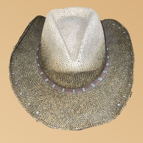 Women’s Peter Grimm Crystals On Leather Hatband & Brim, Two-Toned Cowboy Hat O/S - Picture 1 of 5